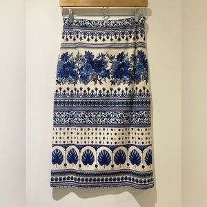 FARM Rio Blue and White Floral Skirt